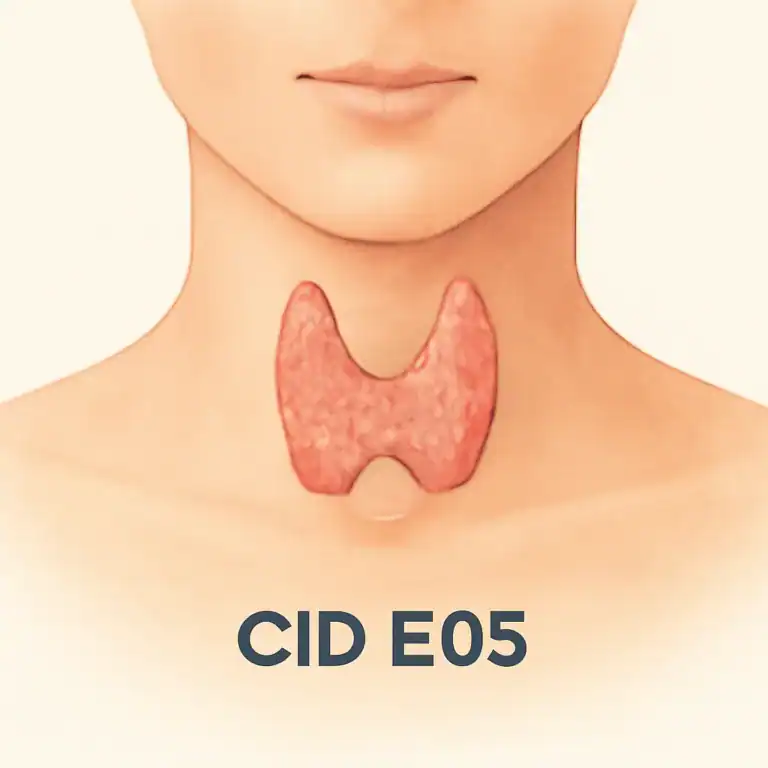 Ilustração da tireoide com rótulo CID E05