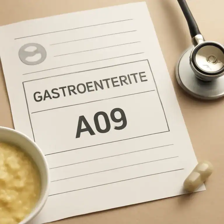 Documento médico com código CID destacado para infecção intestinal
