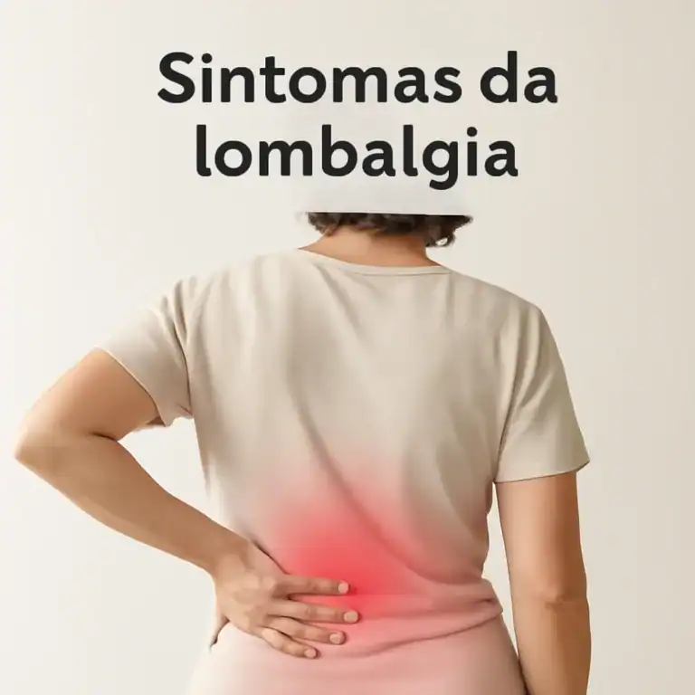 Ilustração da região lombar destacada representando sintomas de lombalgia