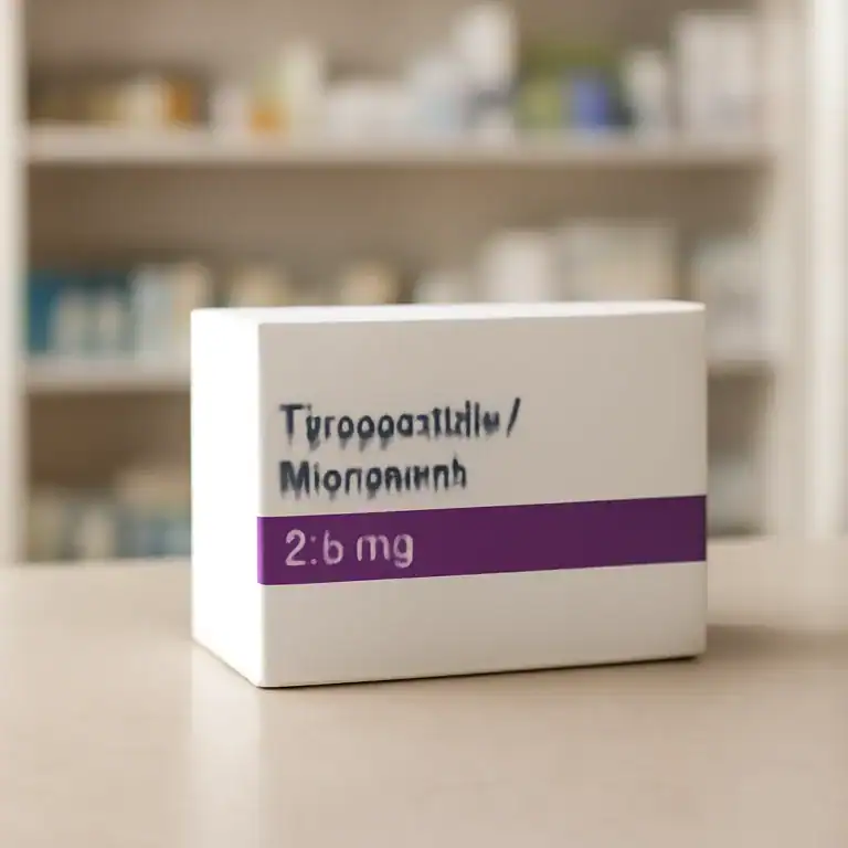 Embalagem farmacêutica genérica de Tirzepatida (Mounjaro 2,5 mg) em balcão de farmácia